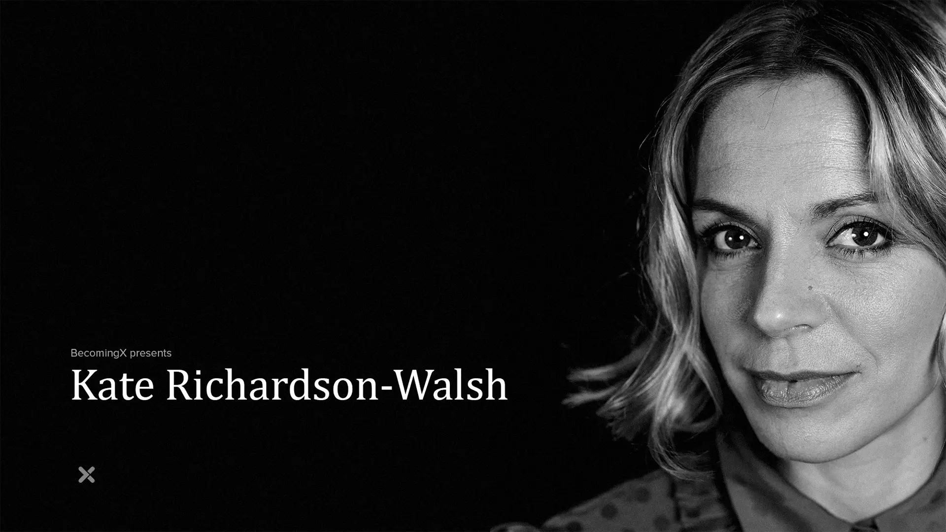 Portrait of Kate Richardson-Walsh, Olympic gold medal-winning hockey player. Kate Richardson-Walsh text overlaid.