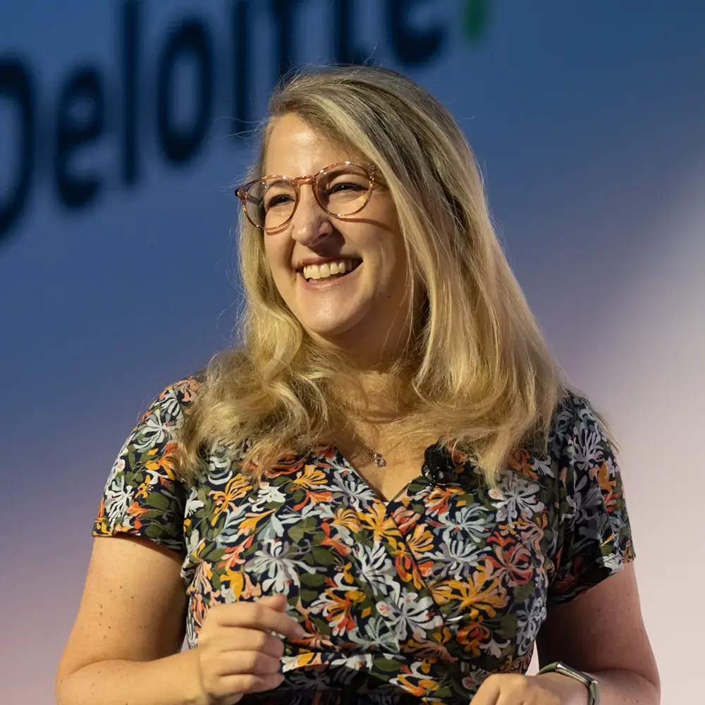 Alexis Lambert on stage at a event for one of the 'big four'.