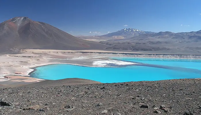 View of Ojos del Salado in Chile, at 6893m, the highest active volcano in the world.