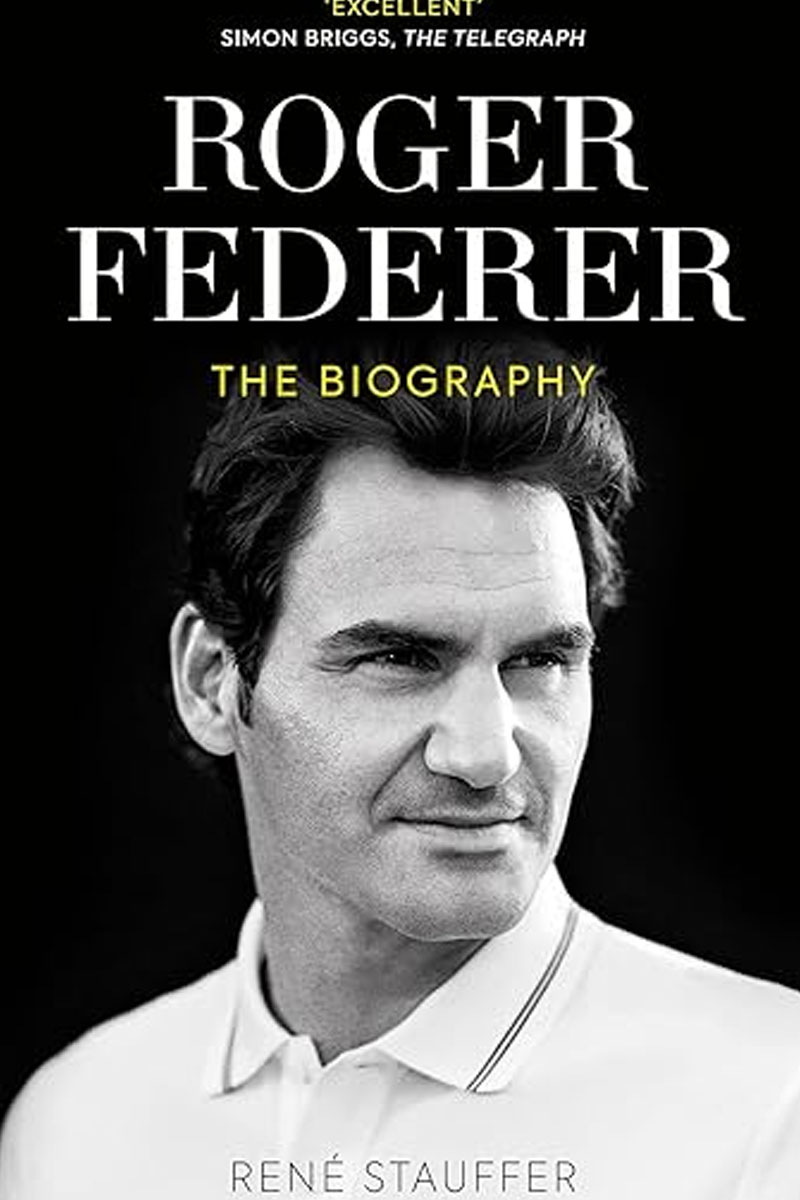 Roger Federer, The Biography cover - a book focussed on tennis champion, Roger Federer.