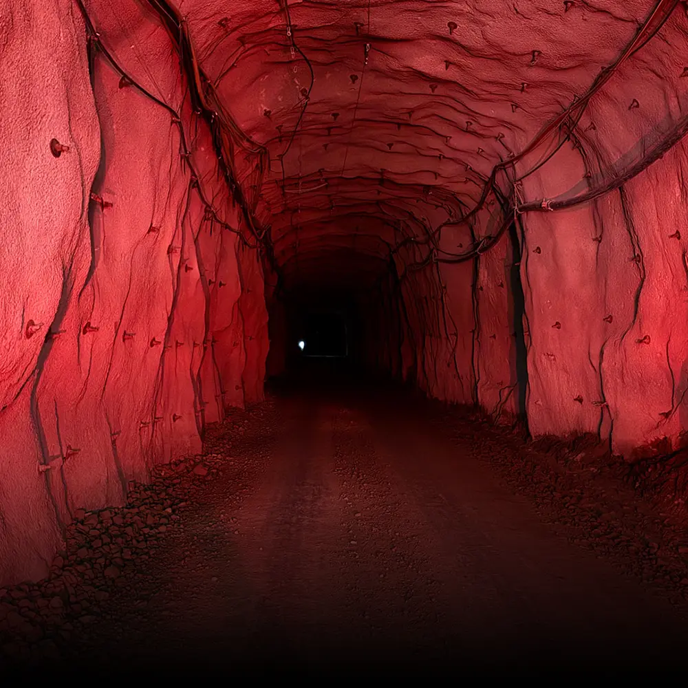 Looking down a tunnel in the Grapenberg zinc mine in Sweden, host of the deepest marathon ever run. 
