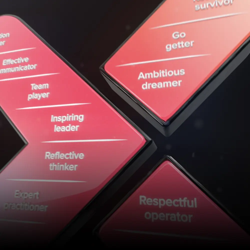 A cropped image of the X model, BecomingX's evidence based diagram showing the attributes critical to success.