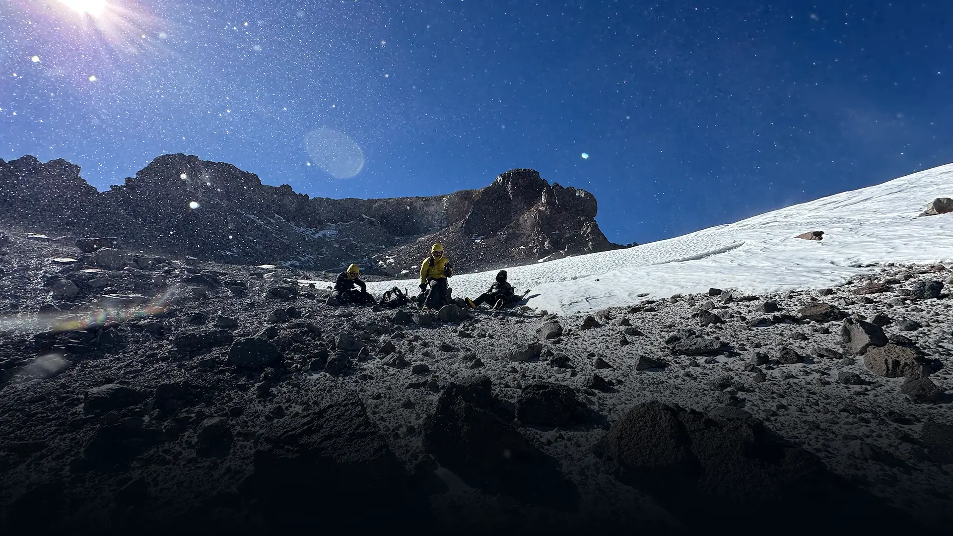 Approaching the caldera at 6,750m: Credit BecomingX/Mark Beaumont