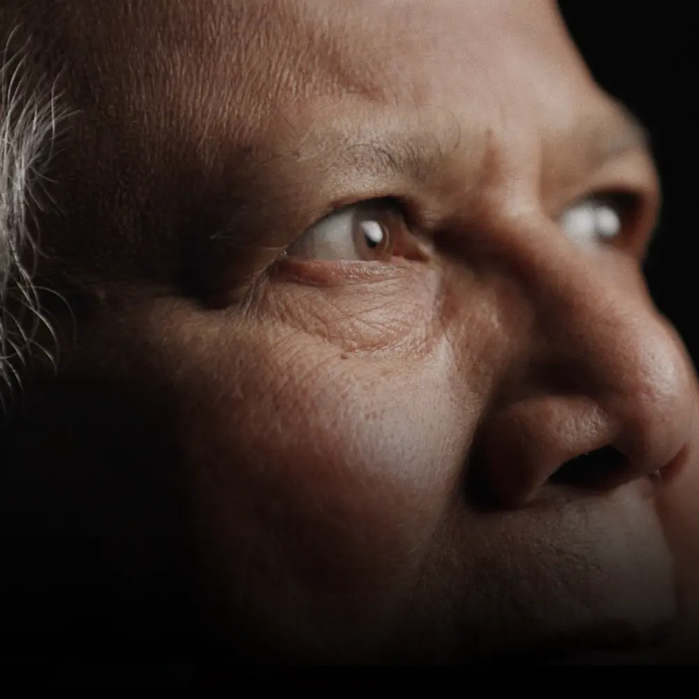 Close up portrait of Bangladeshi leader, Nobel Peace Prize winner and BecomingX interviewee Professor Muhammad Yunus.